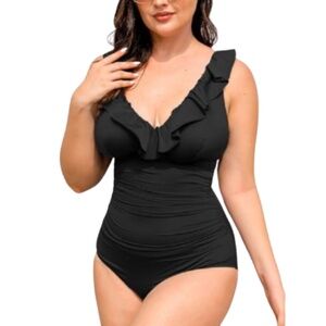 Cupshe Black Ruffled One Piece Swimsuit